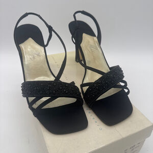 MICHAELANGELO DAVID’S BRIDAL Black Beaded Sandals Size 8.5